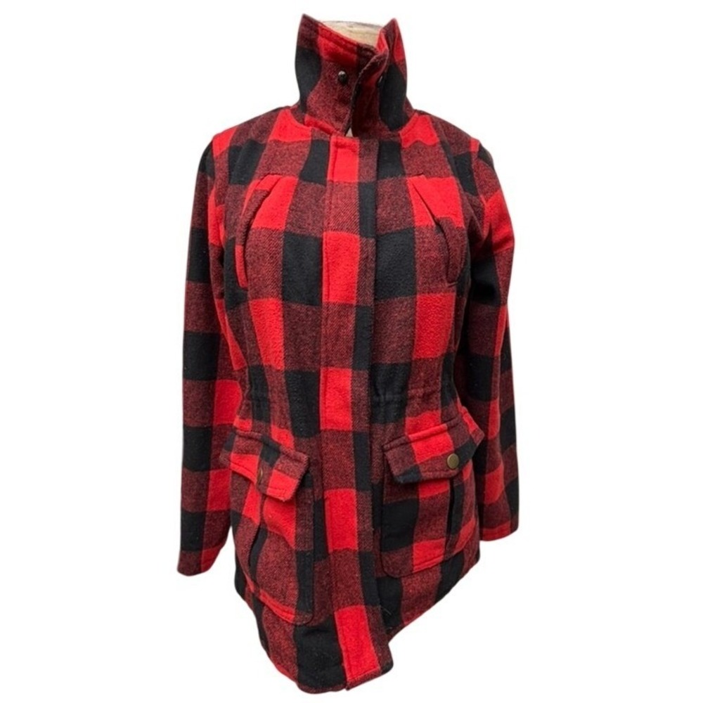 Rue 21 Red Black Buffalo Plaid Lined Jacket Coat Women's Size S